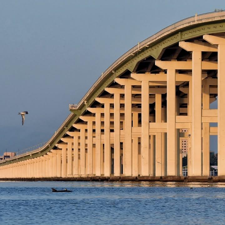 Weathered pier structure over water